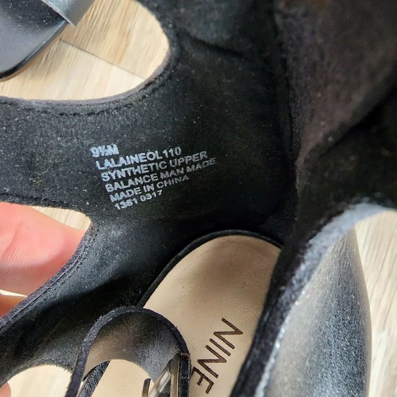 Nine West Women's‎ Size 9.5 Black Ankle Strap Buckle Block Heel Sandals - Picture 5 of 11